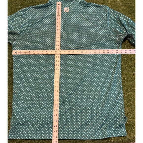 Footjoy polo mens XL green white lightweight breathable palm tree stretch K - Picture 12 of 13